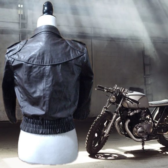 Vintage Paris Blues, Dark Brown Faux Leather Body Hugger Jacket, Like New! - Picture 3 of 3